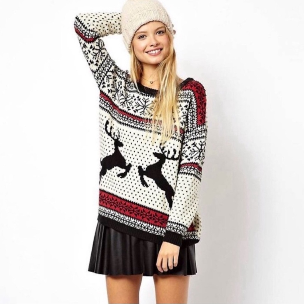 ASOS Winter Sweater Holiday Size 4 Crew Neck